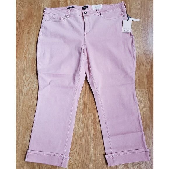 NYDJ Marilyn Cuff Straight Leg Jeans size 22W in Pink - NEW - Picture 2 of 12